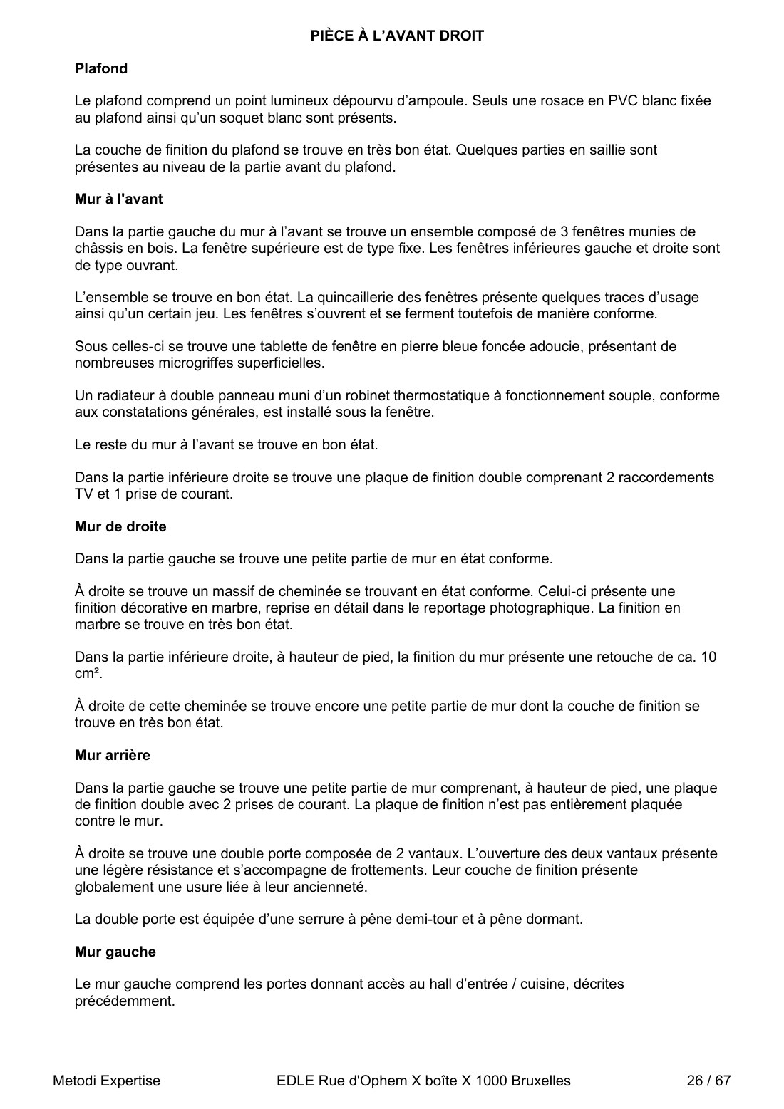 Description détaillée par pièce